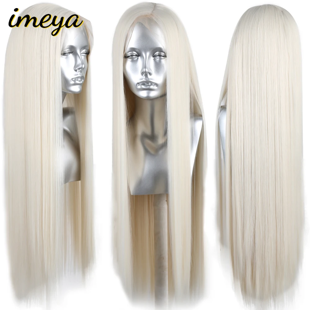 FANXITON#60 цвет волос шелковистые прямые синтетические волосы на кружеве парик 13x6 Gluless термостойкий парик с натуральной частью для женщин