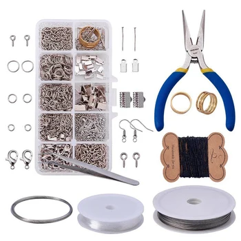 

10 Grids Metal Jewelry Making Kit DIY Necklace Materials Repair Tool with Accessories Findings and Beading Wires Adults Supplies