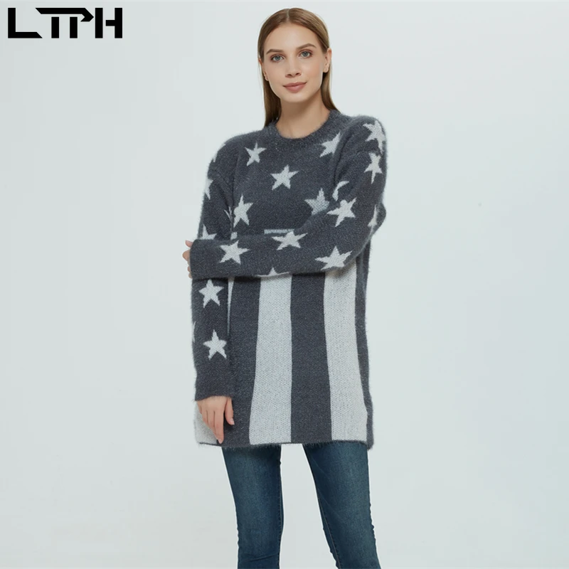 LTPH hot sale2019 winter new women sweater casual lazy wind round neck full sleeves outer wear wild loose Knit Jacquard pullover LTPH hot sale2019 winter new women sweater casual lazy wind round neck full sleeves outer wear wild loose Knit Jacquard pullover