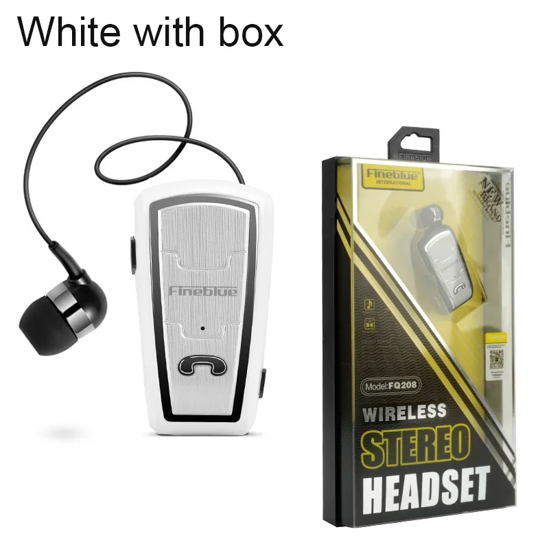 Fineblue FQ208 Bluetooth наушники для автомобиля бизнес стерео выдвижные наушники с шумоподавлением для вызова музыки встречи - Цвет: White with box