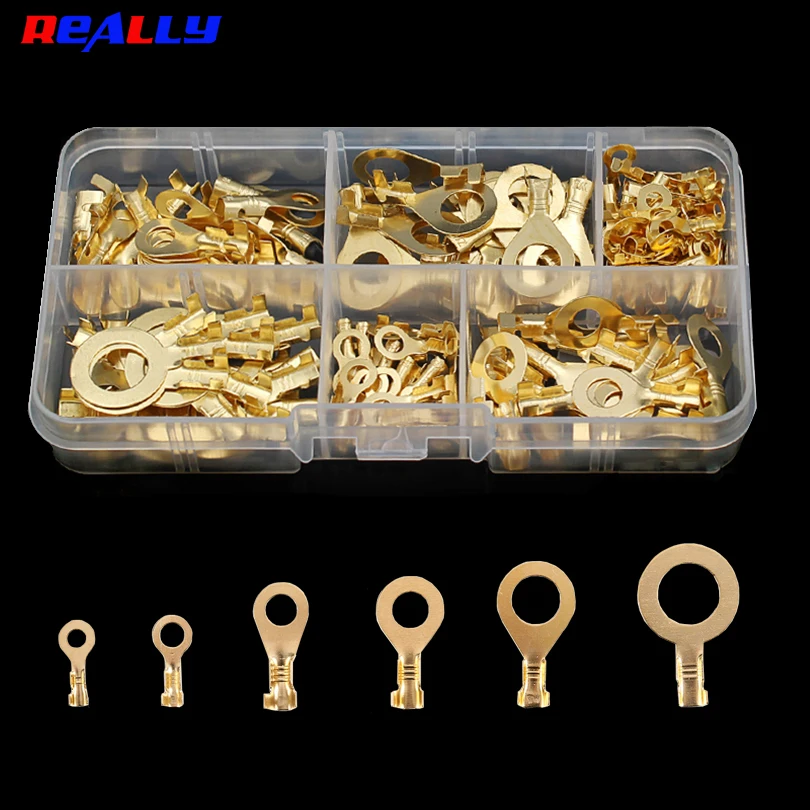 150PCS M3 M4 M5 M6 Ring Lugs Ring Eyes Copper Crimp Terminals Cable Lug