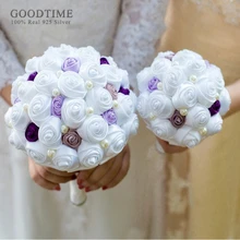 Модные свадебные букет искусственных цветов фиолетовый букет с жемчужинами и цветами, платье подружки невесты, букет Свадебный букет для вечерние