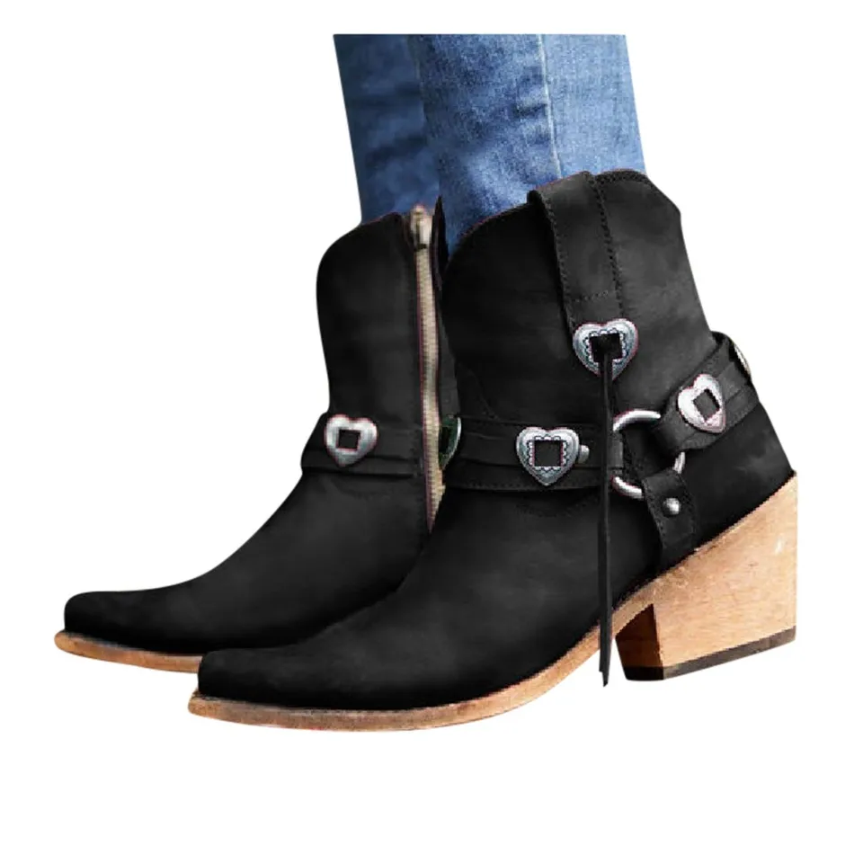 heart buckle boots
