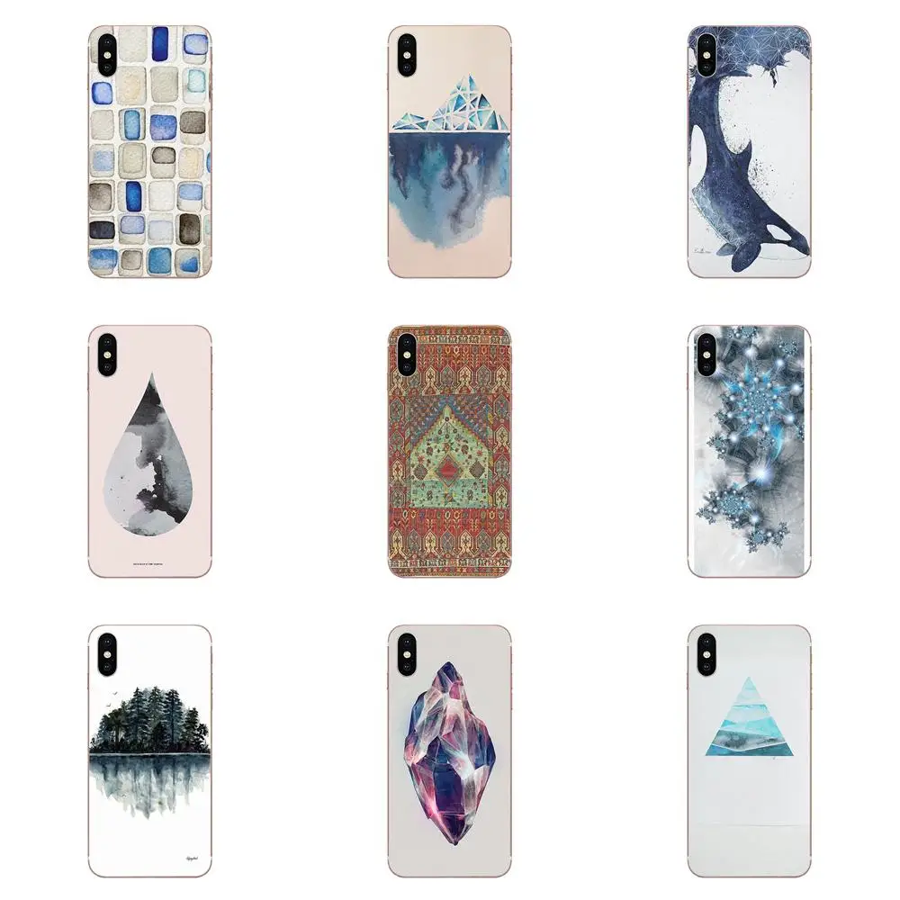 Ice Abstract Blue Geometric For Samsung Galaxy J1 J3 J4 J5 J6 J7 A10 A20 A20E A3 A40 A5 A50 A7 2016 2017 2018 TPU Phone Coque | Мобильные