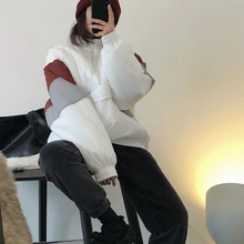 Women's 2021 Winter New Pilot Color Splicing Cotton Jacket For Ladies Causal Zipper Stand Collar All Match Fashion Warm Coat