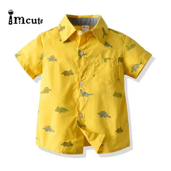 

Imcute New Children Shirts Casual Dinosaur Cotton Short-sleeved Boys shirts For 2-8 Years Pocket Baby Shirts Party Clothes