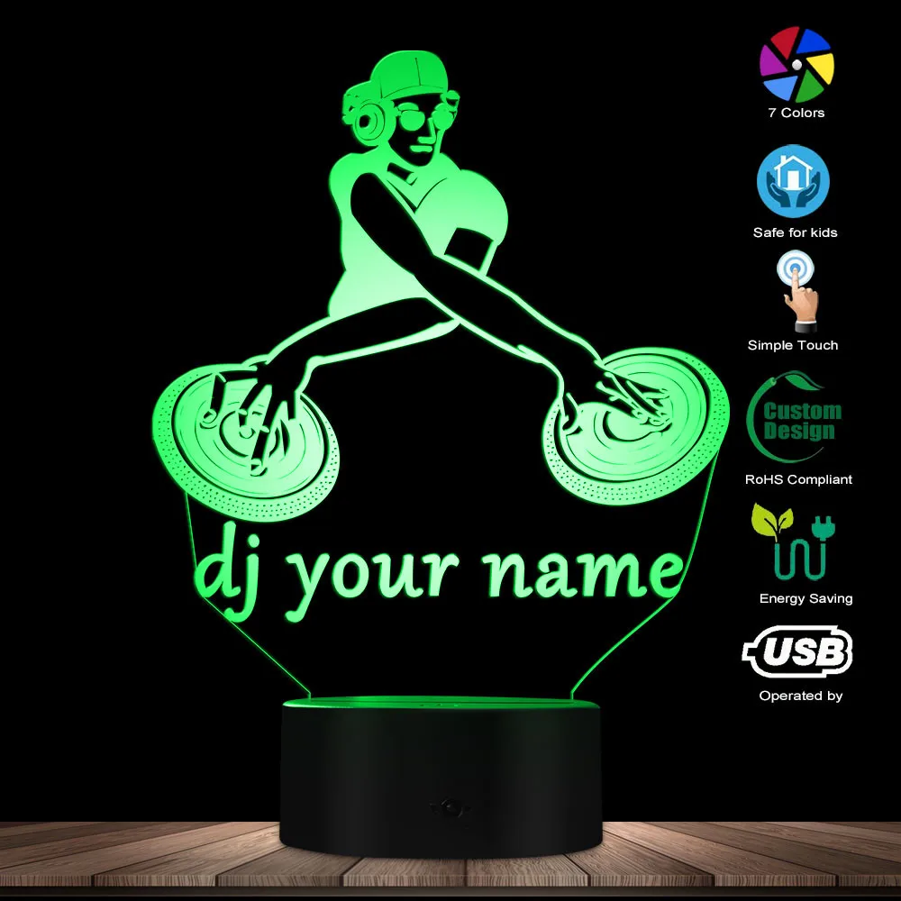 Светодиодный светильник для дискотеки, DJ, креативный Настольный светильник, DJ проигрыватель, индивидуальный дизайн, ваше имя, Музыкальный клуб, вечерние, декоративный светильник ing
