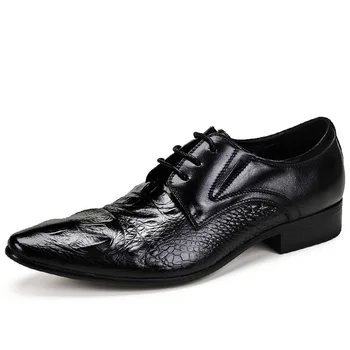 

Man Business Affairs Dress formal classic men's brown mens Shoes England Genuine Leather Crocodile Grain Male zapatos de hombre