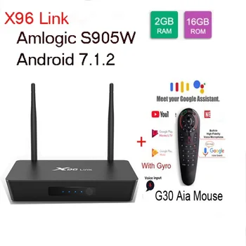 

X96 Link Android 7.1 Amlogic S905W Quad Core Smart Set Top Box DDR3 2G 16G 100M LAN 4k Media Player 2.4G 5G Brand Wifi TV Box