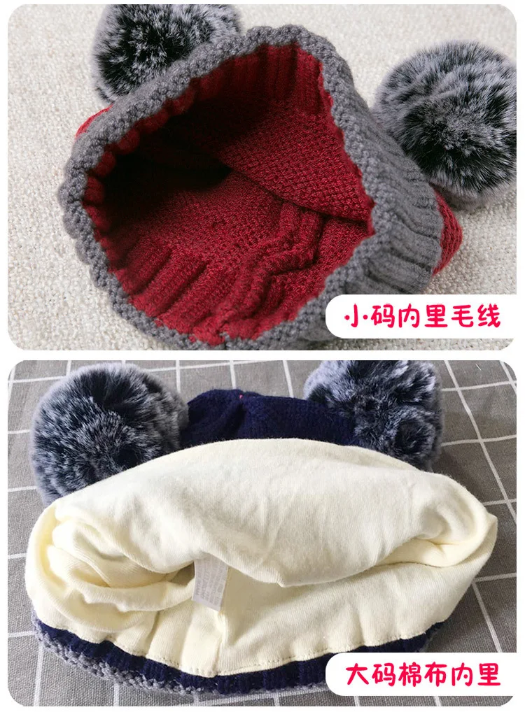 Атласная ткань для мальчиков и девочек, детский вязаный теплый шарф и шапка, Зимний милый комплект для детей от 2 до 28 месяцев