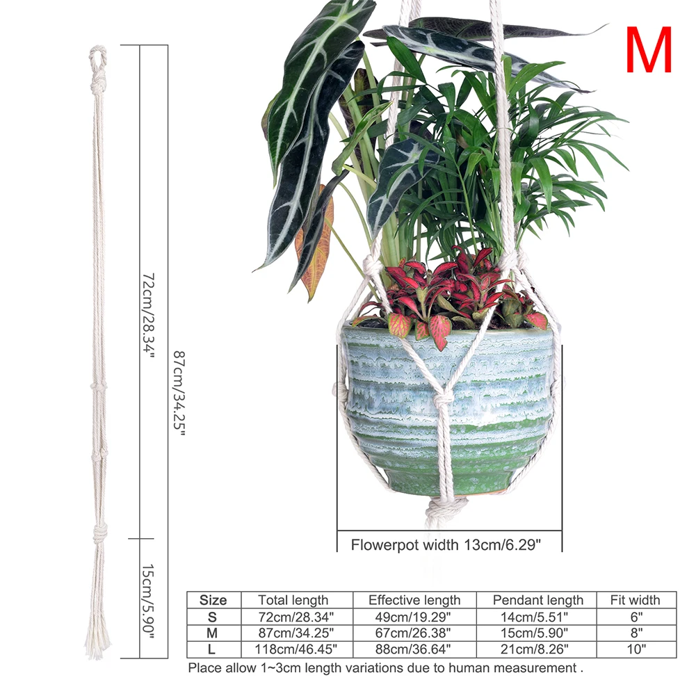 2pcs 87cm WITUSE 2x Basket Ceramic Planter Hanger Handmade 4 Leg Crude Cotton Pot Holder Hanging Basket Flower Plant Hanger Rope 72-118cm - Цвет: 2pcs 87cm