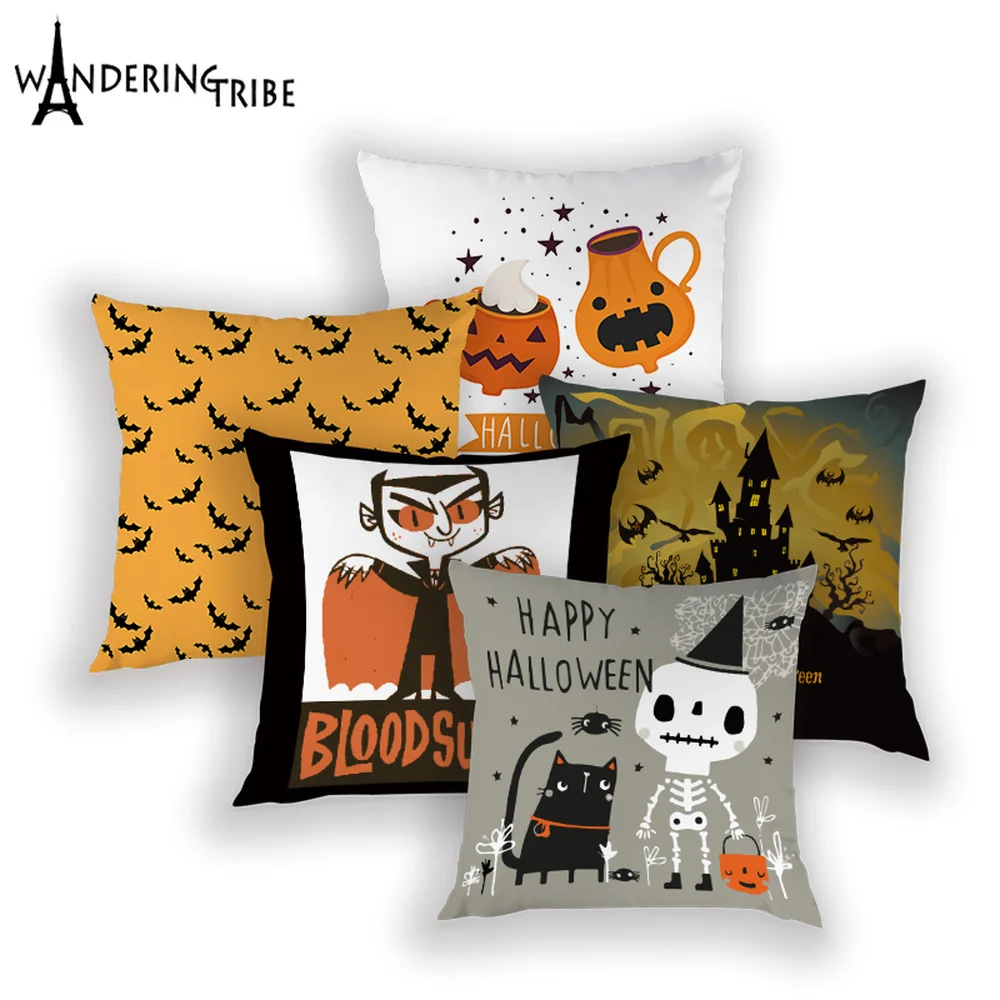 Декоративные Чехлы для подушек на Хэллоуин Trick or Treat Horror, наволочки на подушки, белая декоративная подушка для дома, чехол Kissen