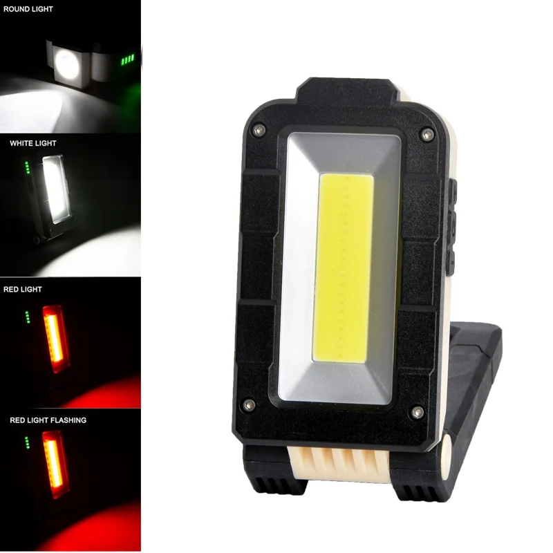 

Cob portable rechargeable USB flashlight led magnetic work light 4 patterns red strobe lights outdoor camping