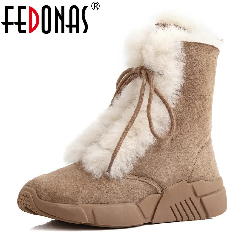 

FEDONAS Winter Flats Platform Female Fur Snow Boots Quality Women Ankle Boots Comfortable Warm Short Boots Casual Shoes Woman