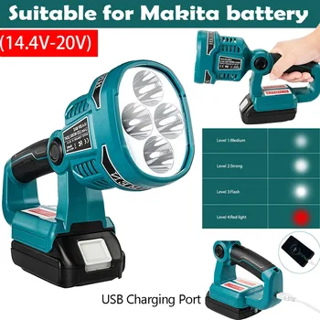 

Portable 3W/12W LED Lamp Work Light Flashlight For Makita DML812 18V Lithium Battery USB Outdoor Lighting