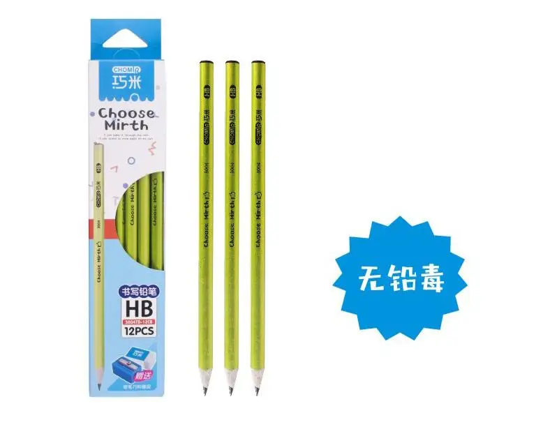 Qiao Mi 12 pcs/box Pencil with Creative School Student Stationery HB Pencils for Kids Writing Gift Supply