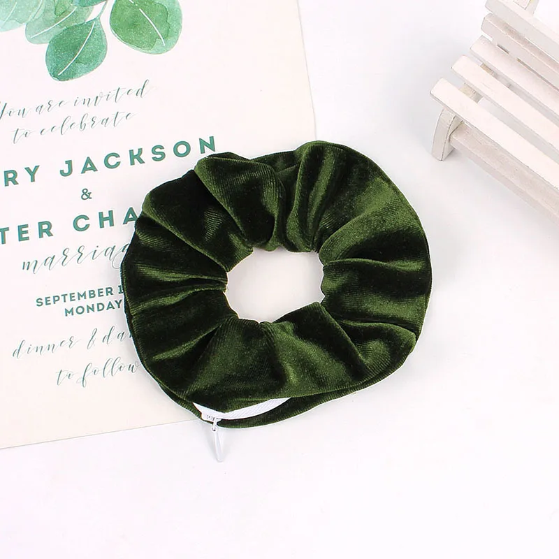 24 Army Green Бархат резинка для молния волос Scrunchies Для женщин эластичная резинка для волос резинки для волос для девочек Головные уборы хвост держатель резинки для волос маленькая сумка - Цвет: 24 Army Green