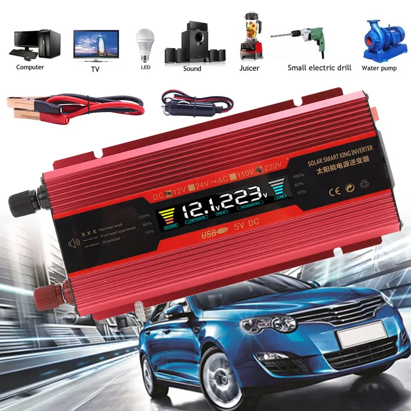 Инвертор постоянного тока 12VTo AC 110V ЖК-дисплей Автомобильный инвертор с защитой от обратного хода для дома/прогулок