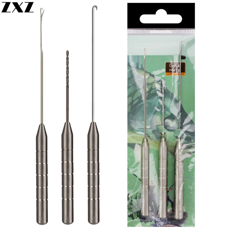 

3pcs Crochet Set Fishing Knot Pin Punch Drill with Tongue Wear Bait Grip Hook Earthworm Bloodworm Lures Clip Tool Accessories