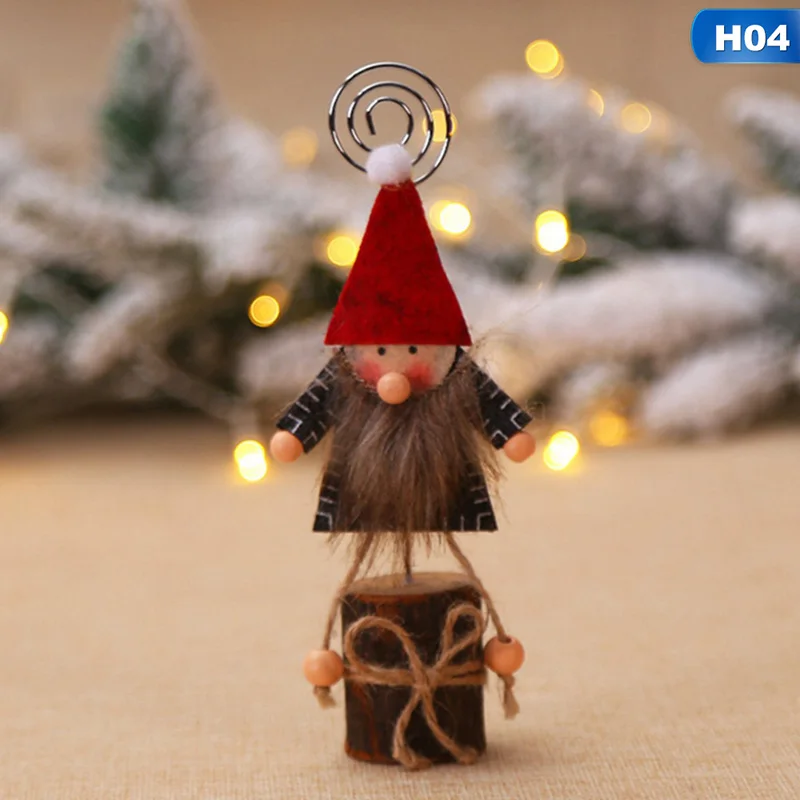 1 шт., Рождественский Декор, украшение для стола, держатель для визиток, креативный деревянный лесной человек, зажим для заметок, зажим для фото, украшение - Цвет: H04