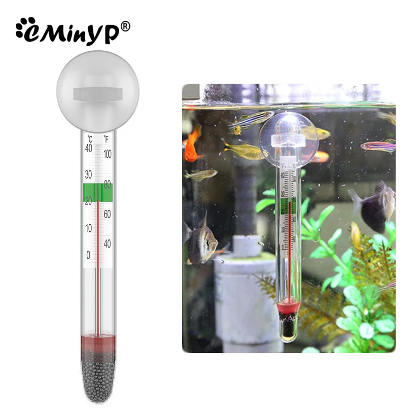 Inschrijven vergroting B olie Floating Aquarium Thermometer Fish Tank Glass Temperature Measuring Tool  With Suction Cup Fahrenheit Celsius Accessories|Temperature Control  Products| - AliExpress