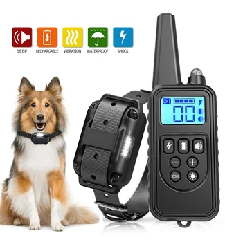 

800m Electric Dog Training Collar Pet Remote Control Waterproof Rechargeable with LCD Display for All Size Shock Vibration Sound