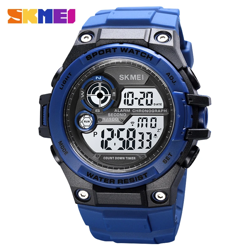 SKMEI 10 ATM Waterproof Multifunction Military Men Watches LED Display PU  Strap Alarm Digital Sport Watch hombre - AliExpress Watches