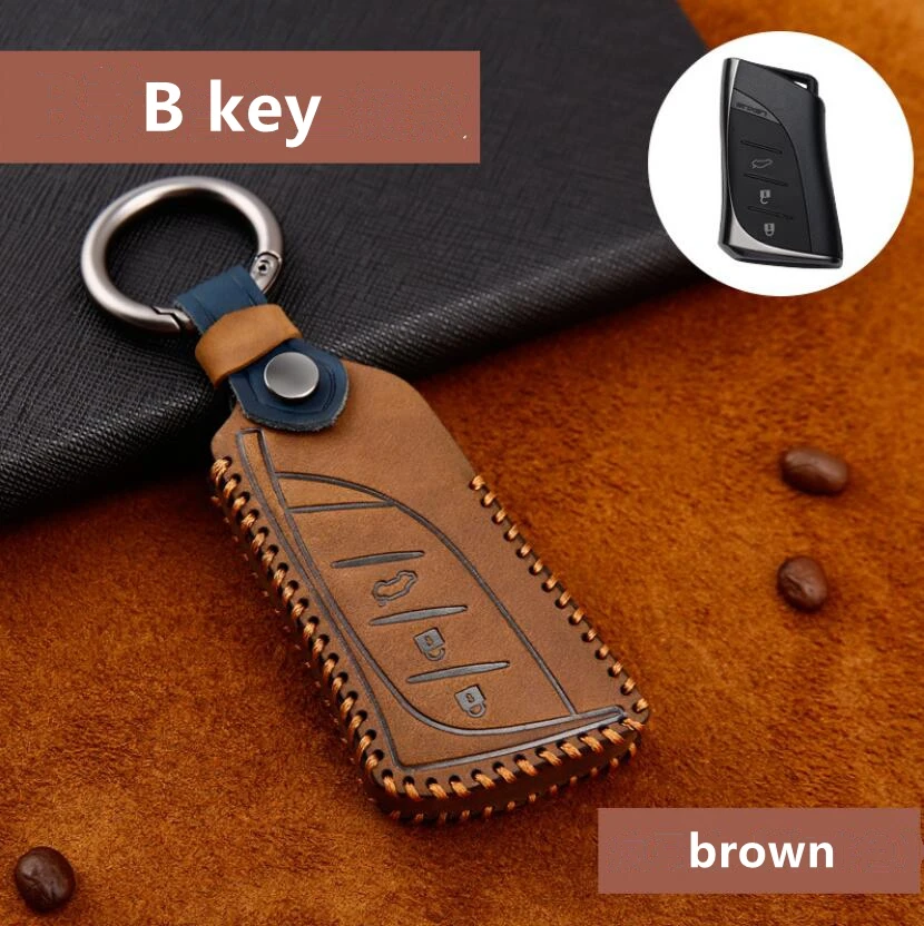 B key brown Автомобильный чехол из натуральной кожи для ключей, брелок для Lexus IS ES GS NX RX LX GS GX, дистанционный аксессуар без ключа - Название цвета: B key brown