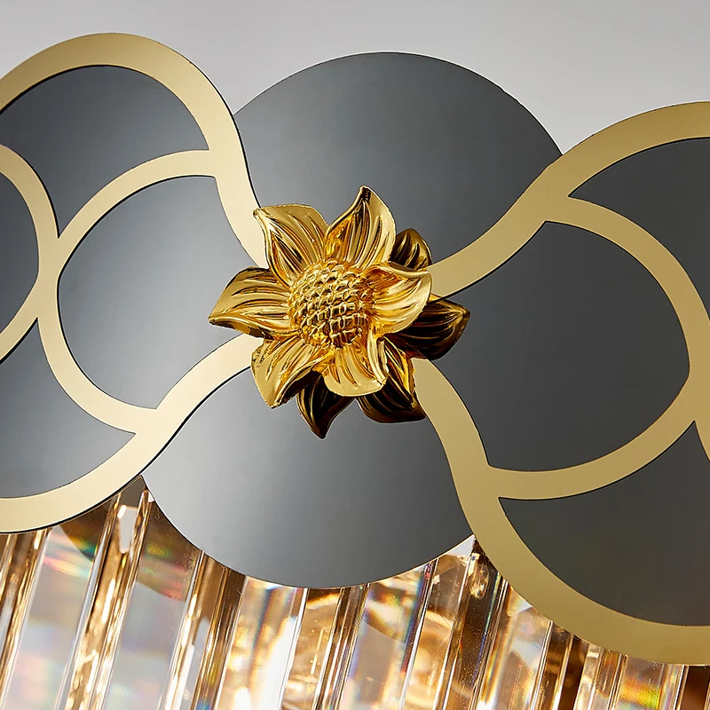 Grey and Gold Flower crystal round chandelier Luster Indoor Light Fixtures 6 Grey and Gold Flower crystal round chandelier Luster Indoor Light Fixtures 6