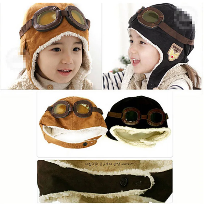 New Winter Fashion Cute BabyToddler Baby Boys Girls Kids Pilot Aviator Warm Cap Hat Beanie Pilot Caps 2 Colors 3