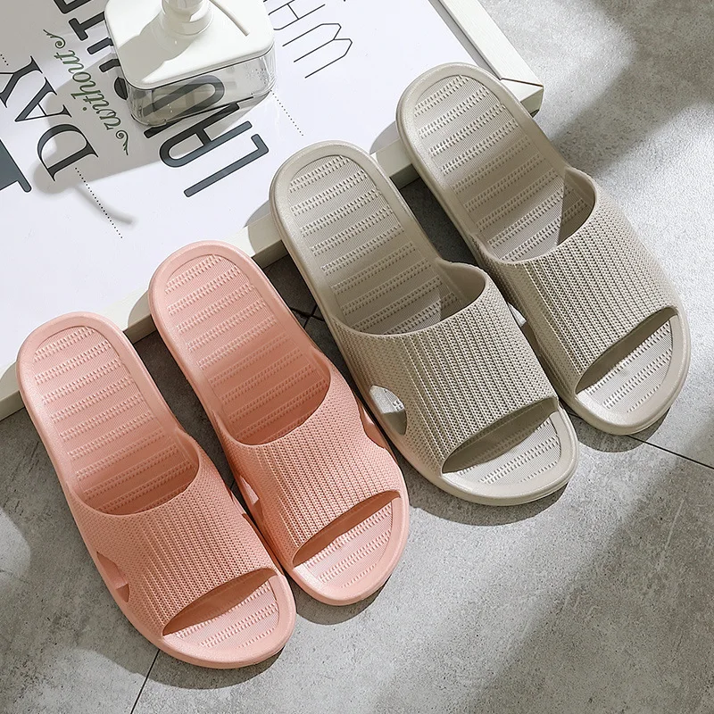 

2020 New Style Solid Color One-piece Bath Slipper Women's Summer Couples Anti-slip Home Bathroom Sandals