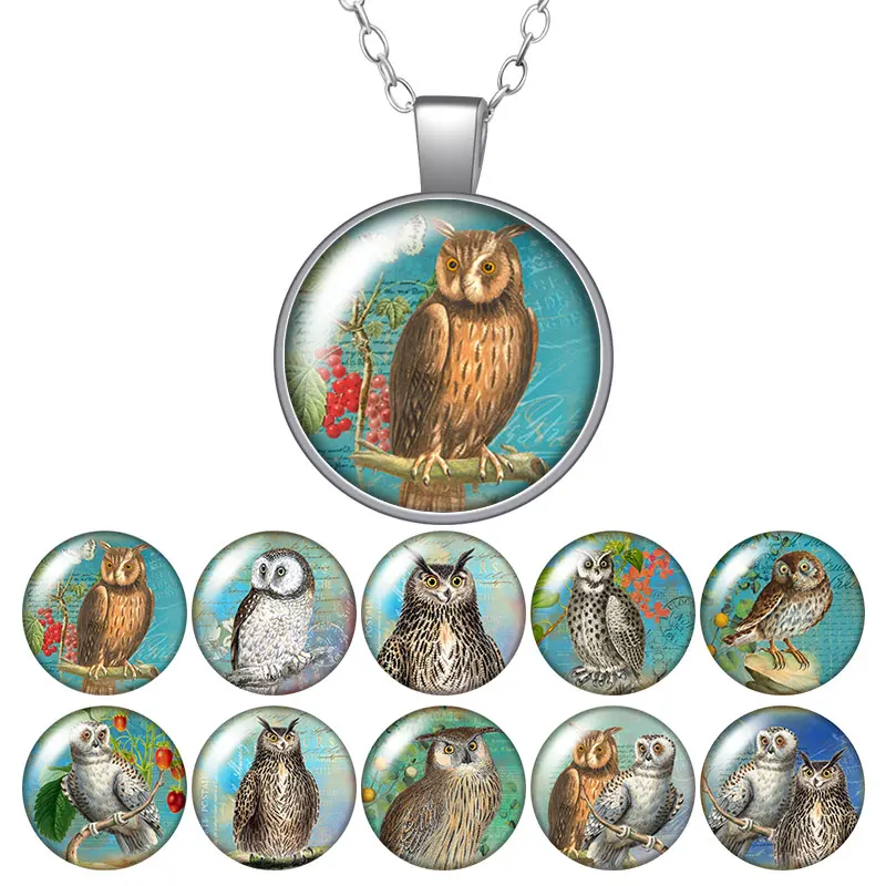 Vintage Silver Crystal Rhinestone Animal Owl Pendant Necklace Women Jewelry Gift 