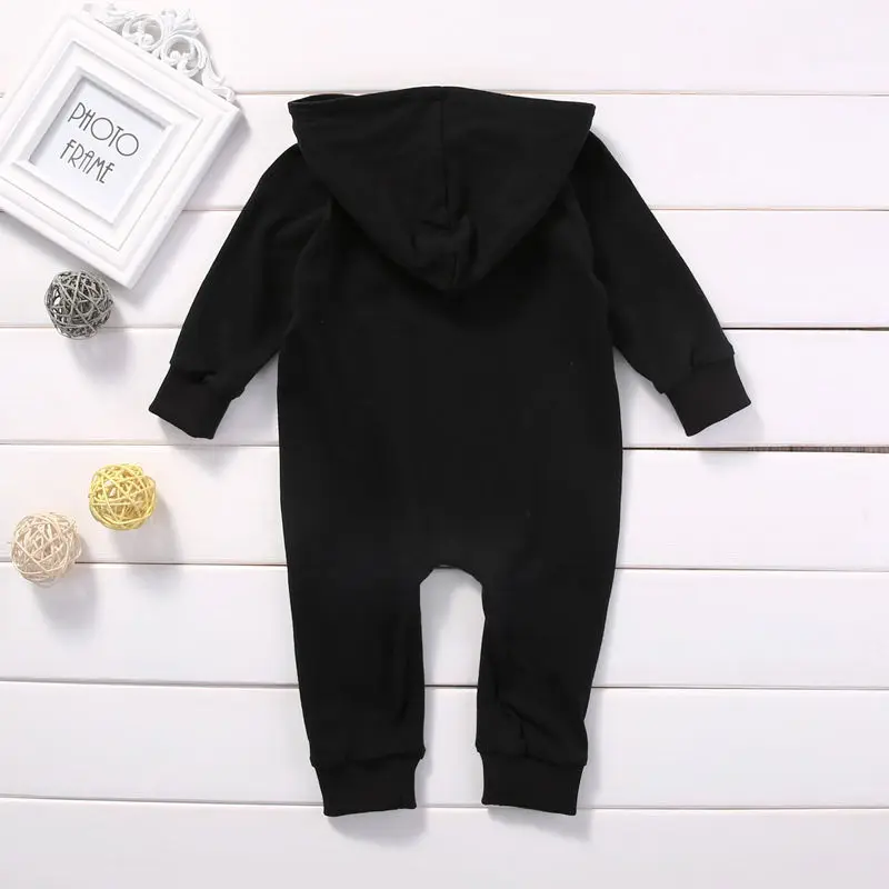Одежда для новорожденных мальчиков, комбинезон с длинными рукавами, черный комбинезон, одежда для подвижных игр, одежда для детей от 0 до 24 месяцев