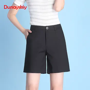 

Women 2XL 3XL 4XL Lady Female Casual Draped Summer Shorts Pockets Zipper Solid Red Brown Ladies Office Shorts Plus Size