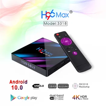 

H96 MAX RK3318 HDR TV Box 1080P 3D 2/4GB 32/64GB 5G Wireless WIFI 2.4G/5G bluetooth Android 10.0 4K VP9 H.265 For Youtube 4K