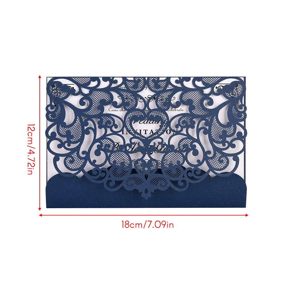 10pcs Blue White Gold Elegant Laser Cut Wedding Party Invitation Cards Greeting Card Customize Business With 10pcs Inner Sheet