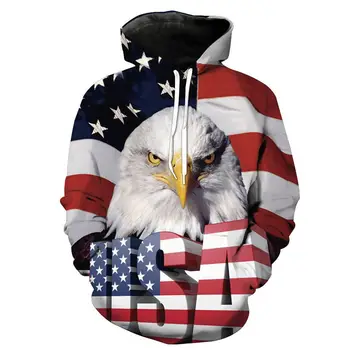 

Hoodies Men/Women 3D US Flag Eagle Fashion Men's Hoodies Printed Fashion Hooded Sweatshirt Men Women Sportwear Tops Plus 5XL