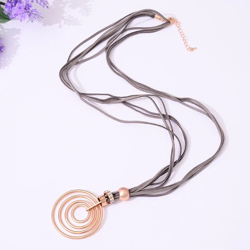 N7-11035 rose gold Shineland дешевая цена длинное геометрическое ожерелье металлическая цепь из искусственной кожи Панк массивные подвески для женщин модные ювелирные изделия - Окраска металла: N7-11035 rose gold