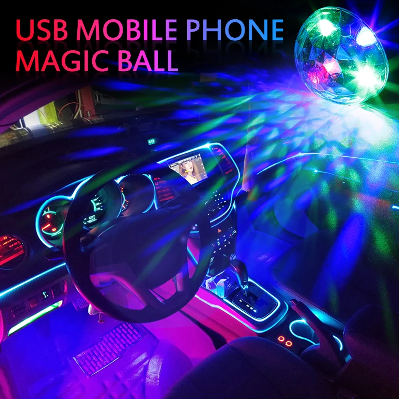 

Car LED Decorative Lamp RGB Mini USB LED Party Lights Disco Stage Light Party Club DJ KTV Xmas Magic Ball Lamp Car Accessories