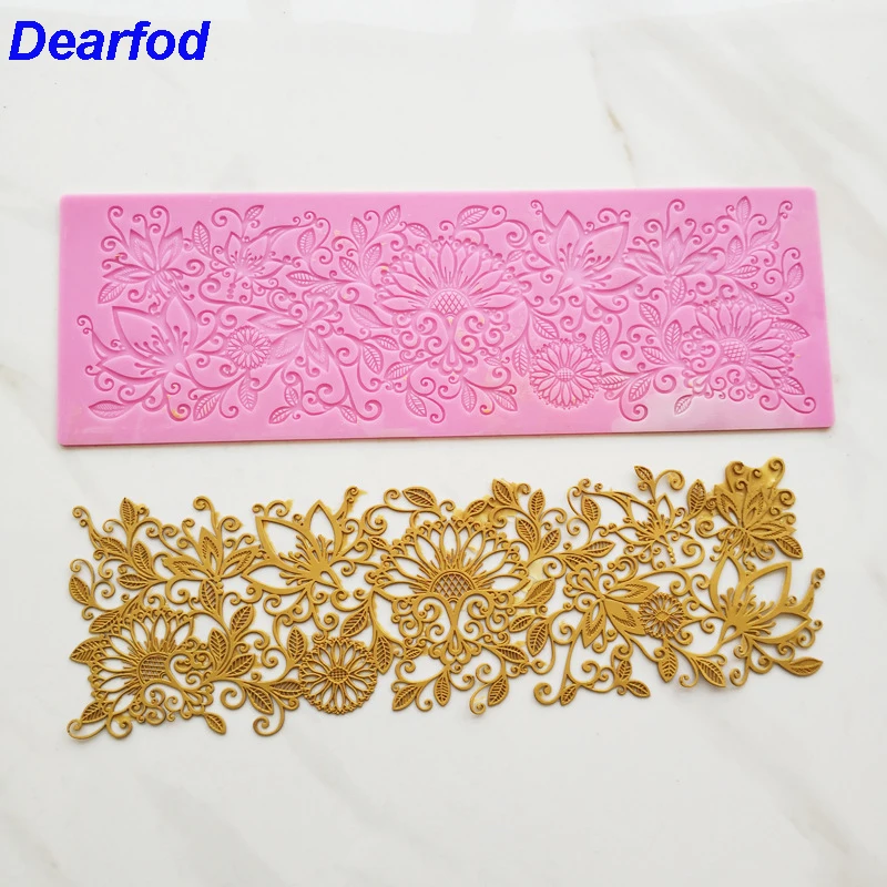 

DBS055 Flower Pattern Lace Mat Silicone Lace Mold Sugar Craft Cake Brim Decoration Tool