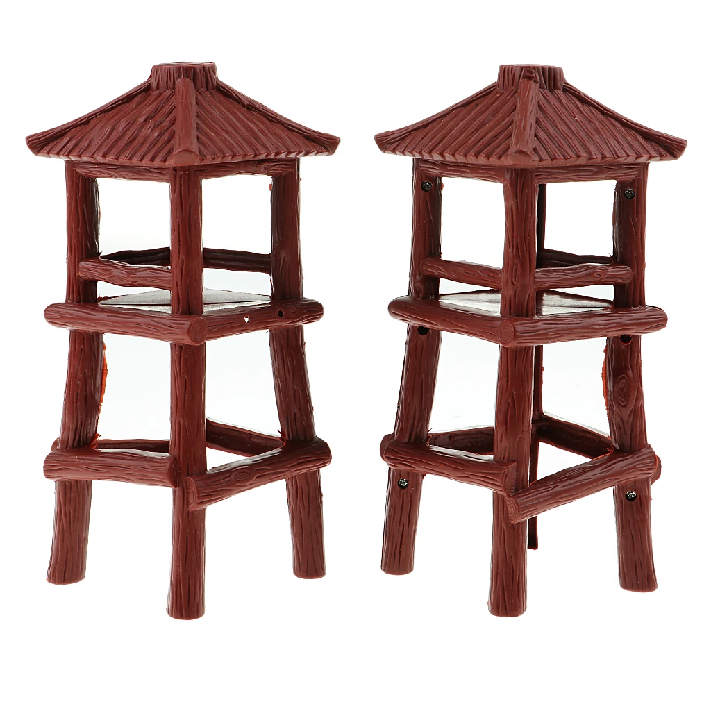 2Pcs Military Toy Soldier Watch Tower 18.5cm for War Game Landscape Building