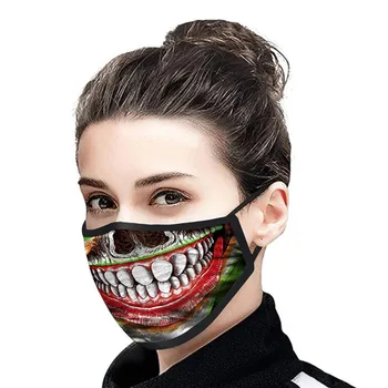

5PCS Halloween Adult Face Mask 3D Horrible Scary Printed Party Mouth Cover Reusable Washable Cotton Masks Mascaras Reutilizables