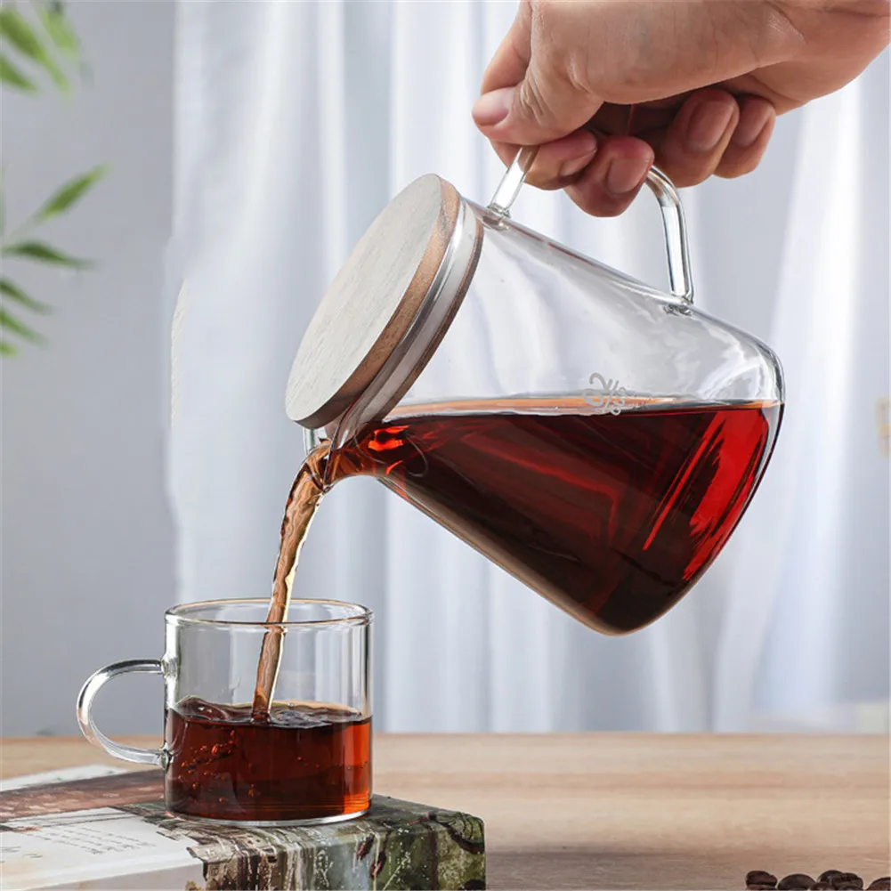 500ml/300ml Heat Resistant Glass Coffee Pot With Lid Household Coffee Jug Milk Juice Holder