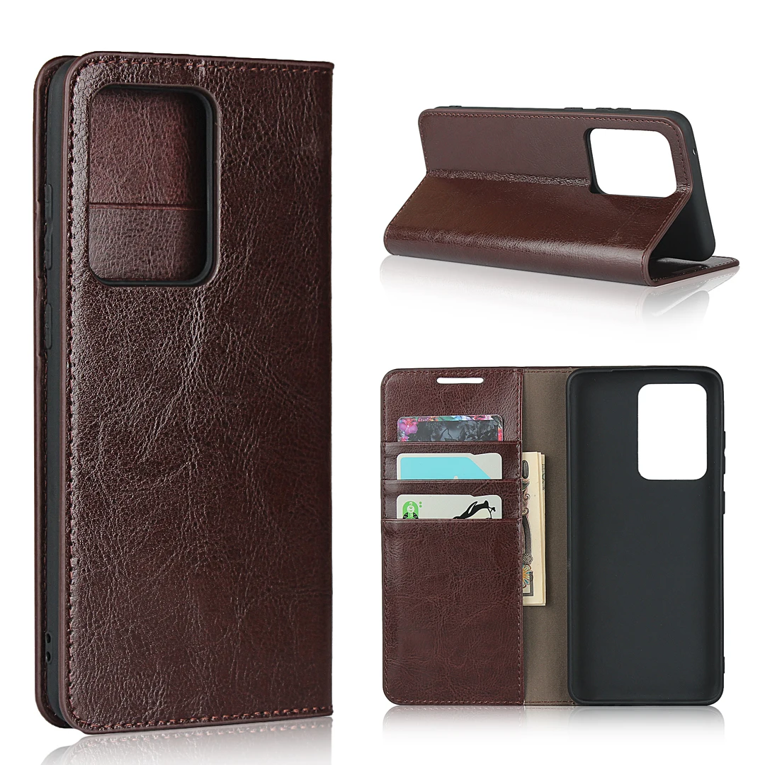 For Samsung Galaxy S20 Ultra Case Natural Genuine Leather Skin Phone On 5G Flip Wallet Book Cover | Мобильные телефоны и
