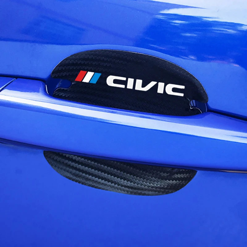 4 шт. автомобильные наклейки на дверную ручку из углеродного волокна для Honda Civic 10 8
