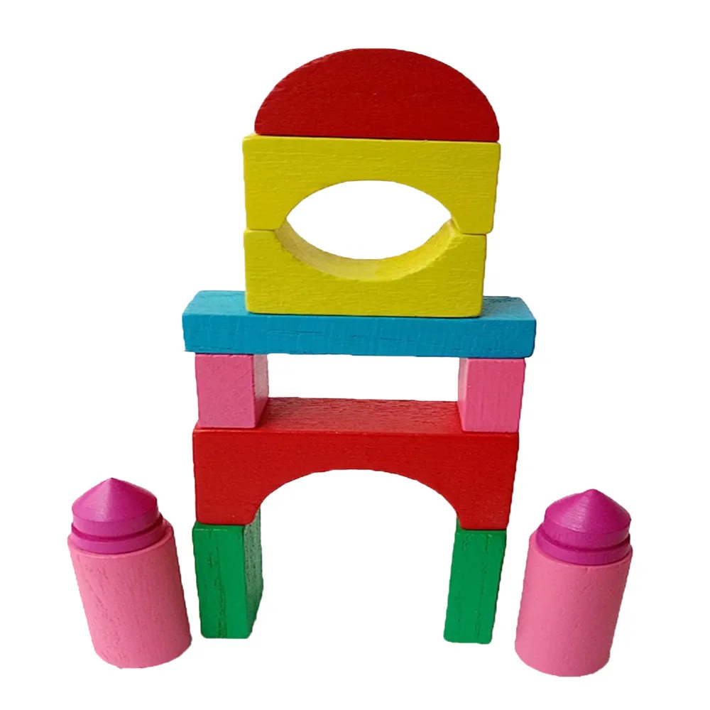 Детский деревянный Мини замок строительные блоки геометрической формы