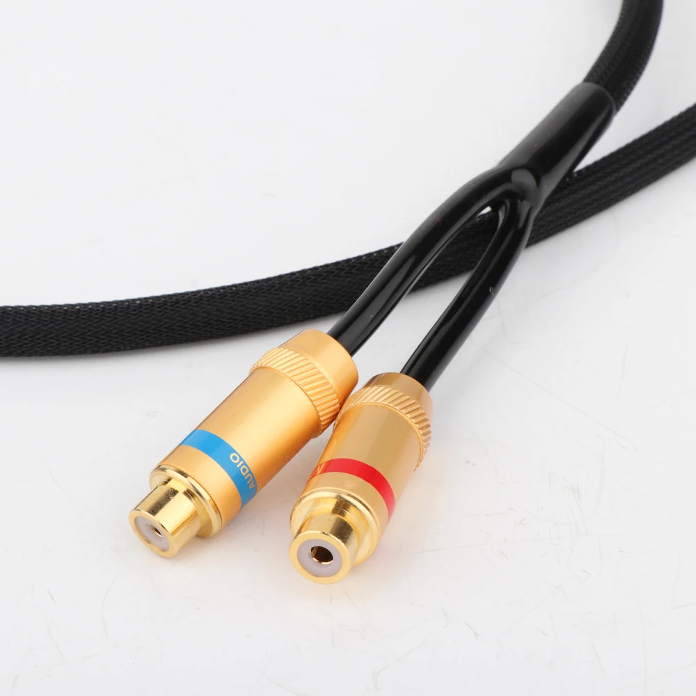 Cabo de 4.4 mm a Rca Homem Resistente Chapeado Ouro do Escudo de Cobre 4.4 mm ao Cabo Audio Estereofónico Fêmea da Extensão do Adaptador 2rca - Image 3