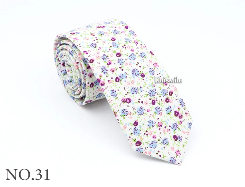 Neue 100% Baumwolle Floral Herren Krawatte Schöne Blume Schmale Dünne 6CM Krawatte Für Hochzeit Party Casual Herren Anzüge druck Hals Krawatten – Detail 34