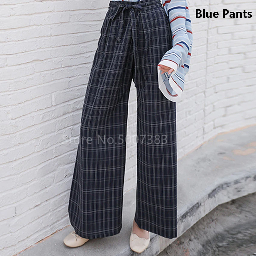 pants2 Традиционная одежда в японском стиле для девочек, кимоно для косплея, для женщин, Kawaii, уличная мода, Haori, полосатый топ, клетчатые штаны, костюм - Цвет: pants2