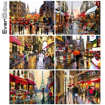 

Evershine 5D DIY Diamond Embroidery Street Cross Stitch Mosaic Diamond Painting City Landscape Home Decorations